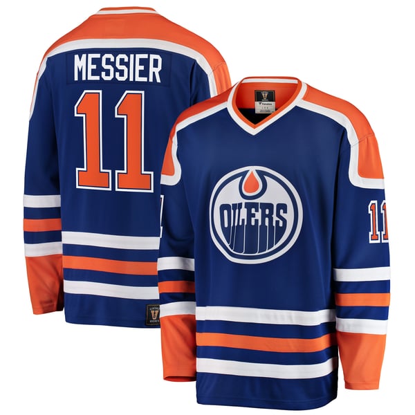 Men's Edmonton Oilers Mark Messier Fanatics Blue Premier Breakaway Retired Player Jersey - Image 1