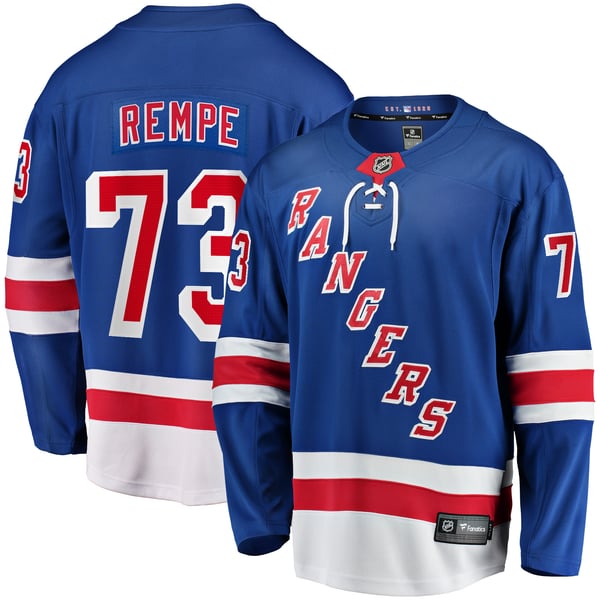 Men's New York Rangers Matt Rempe Fanatics Blue Home Breakaway Jersey - Image 1