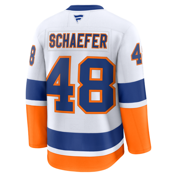 Men's New York Islanders Matthew Schaefer Fanatics White Away Premium Jersey - Image 4