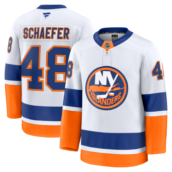 Men's New York Islanders Matthew Schaefer Fanatics White Away Premium Jersey - Image 1