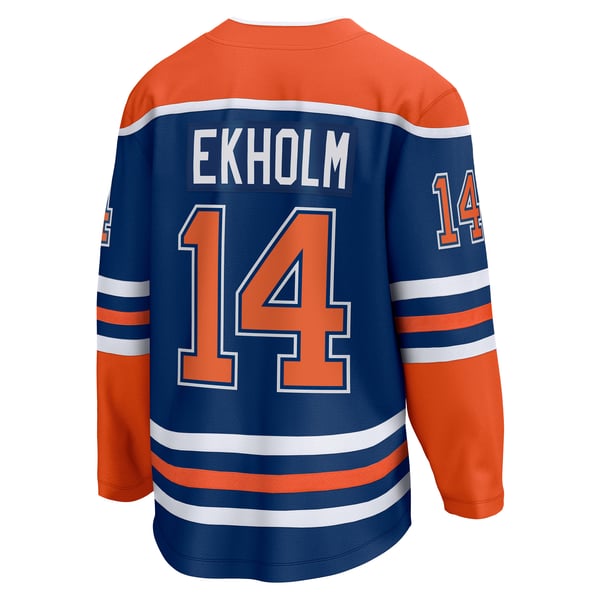 Men's Edmonton Oilers Mattias Ekholm Fanatics Royal Home Breakaway Jersey - Image 4