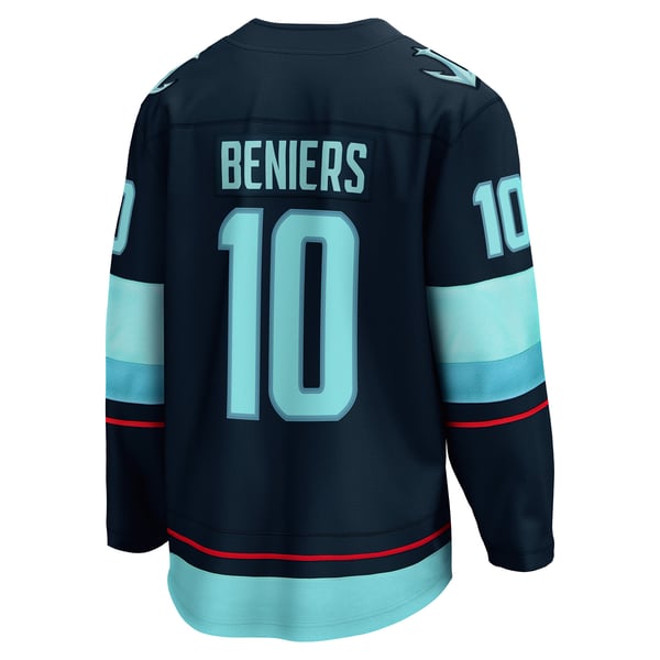 Men's Seattle Kraken Matty Beniers Fanatics Deep Sea Blue Premier Breakaway Player Jersey - Image 4