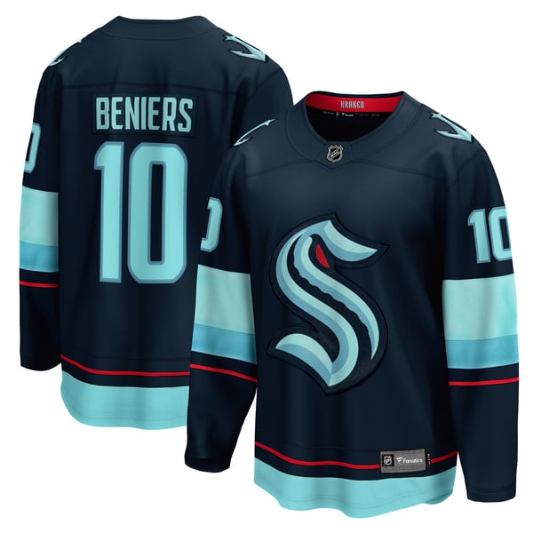 Men's Seattle Kraken Matty Beniers Fanatics Deep Sea Blue Premier Breakaway Player Jersey - Image 1