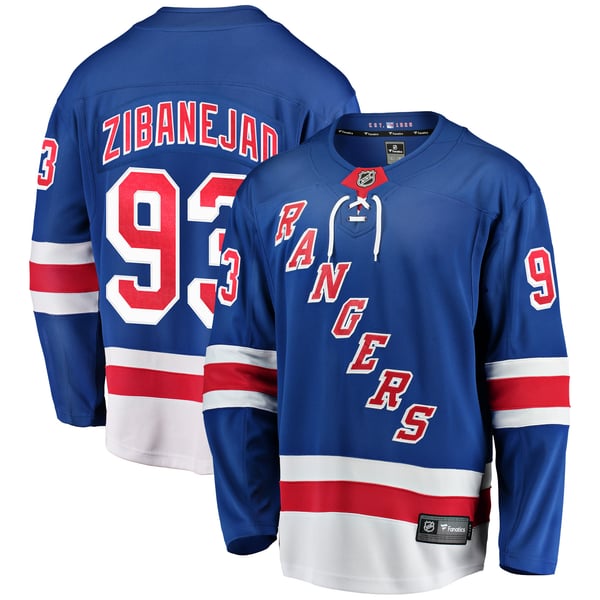 Men's New York Rangers Mika Zibanejad Fanatics Blue Home Breakaway Player Jersey - Image 2