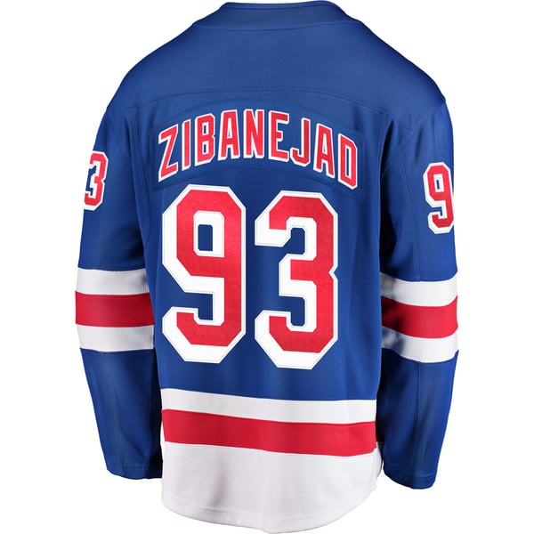 Men's New York Rangers Mika Zibanejad Fanatics Blue Home Breakaway Player Jersey - Image 4