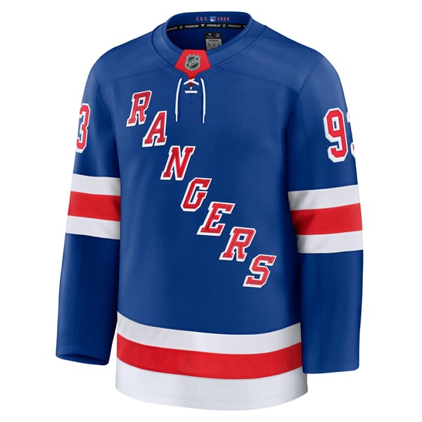 Men's New York Rangers Mika Zibanejad Fanatics Blue Home Premium Jersey - Image 3
