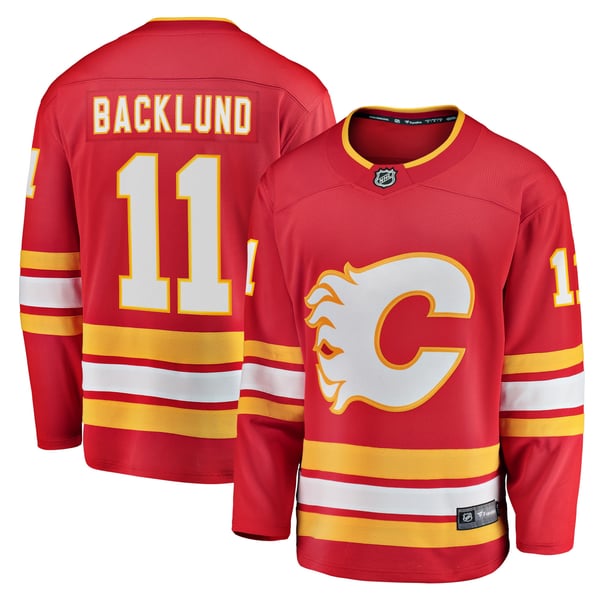 Men's Calgary Flames Mikael Backlund Fanatics Red Home Breakaway Player Jersey - Image 1