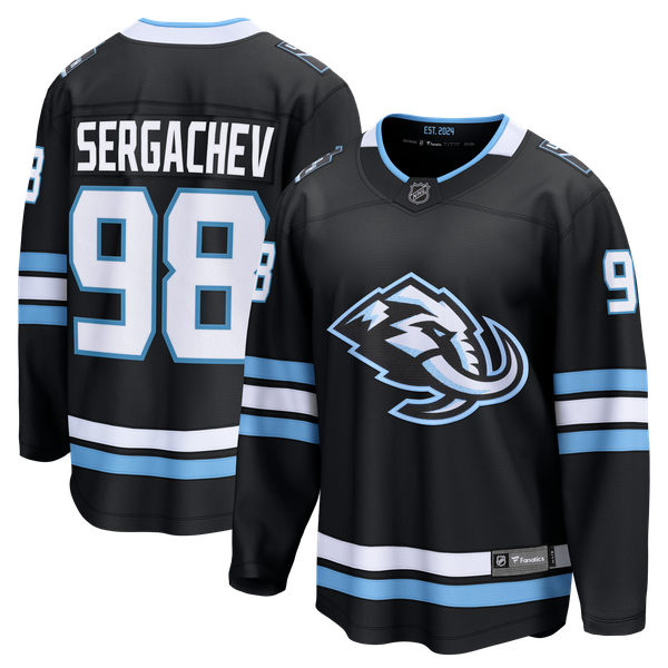 Men's Utah Mammoth Mikhail Sergachev Fanatics Black Home Breakaway Player Jersey - Image 1