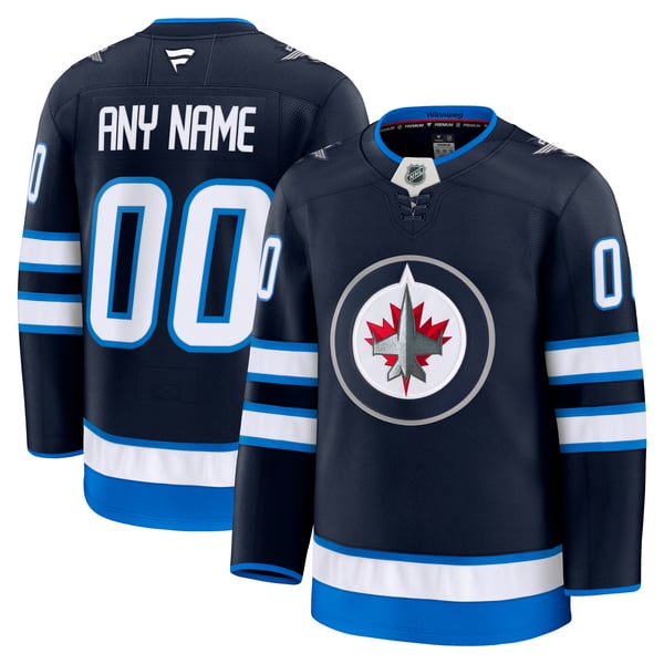 Men's Winnipeg Jets Fanatics Navy Home Premium Custom Jersey - Image 2