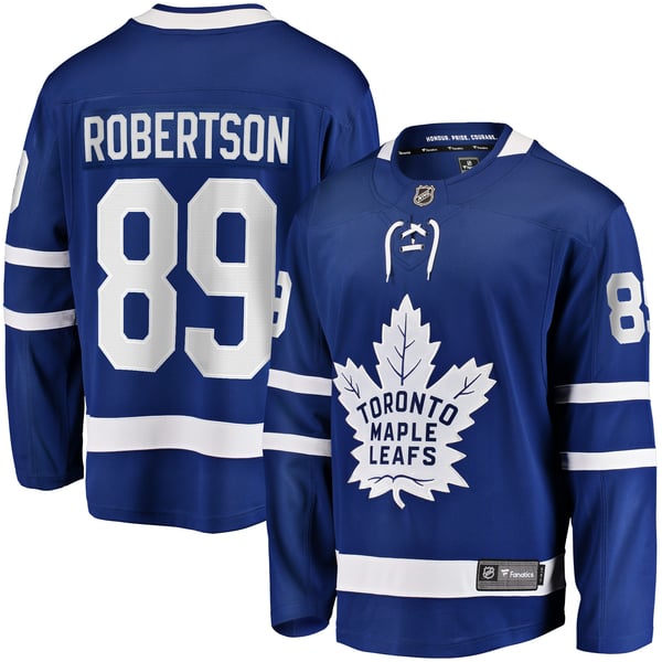 Men's Toronto Maple Leafs Nicholas Robertson Fanatics Blue Home Premier Breakaway Player Jersey - Image 2