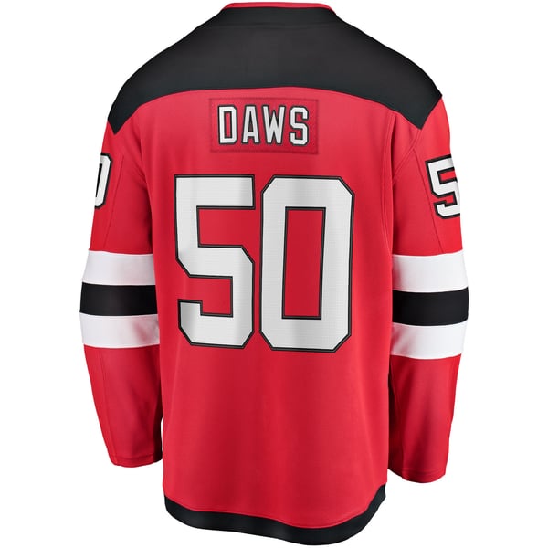 Men's New Jersey Devils Nico Daws Fanatics Red Home Breakaway Player Jersey - Image 4