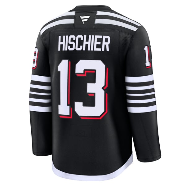 Men's New Jersey Devils Nico Hischier Fanatics Black Alternate Premium Jersey - Image 4