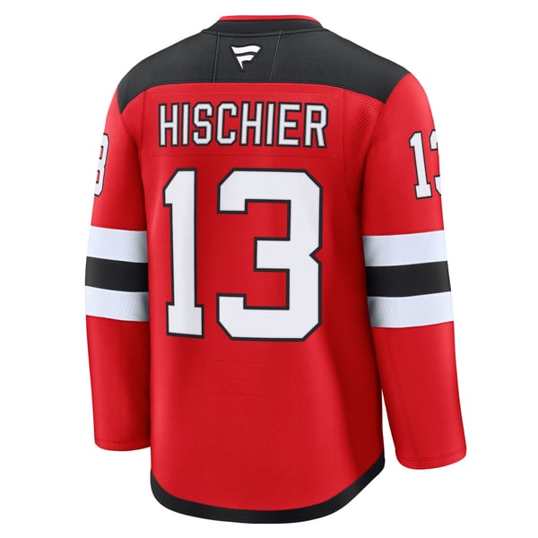 Men's New Jersey Devils Nico Hischier Fanatics Red Home Premium Jersey - Image 4