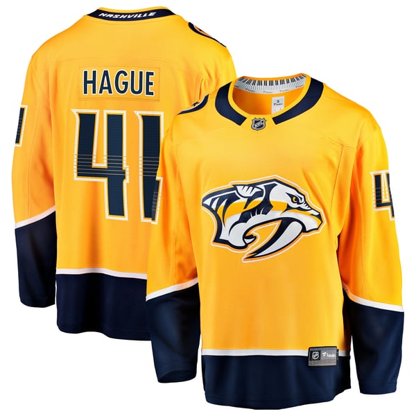 Men's Nashville Predators Nicolas Hague Fanatics Gold Home Breakaway Jersey - Image 1