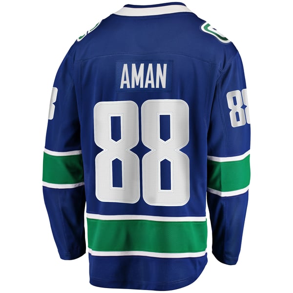 Men's Vancouver Canucks Nils Aman Fanatics Blue Home Premier Breakaway Player Jersey - Image 4