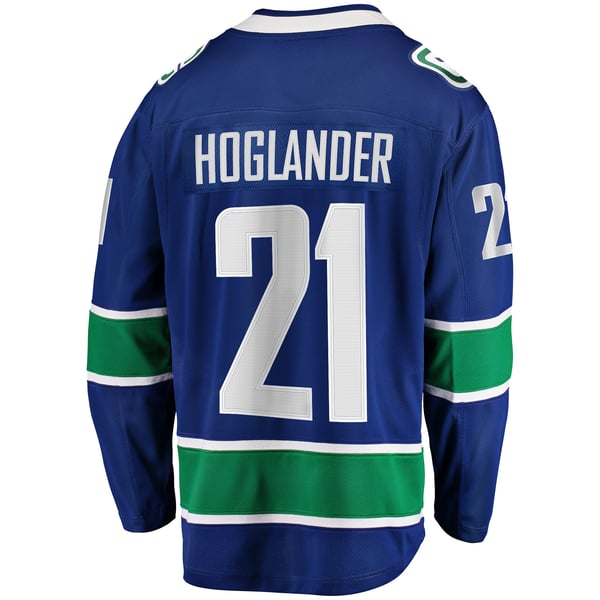 Men's Vancouver Canucks Nils Hoglander Fanatics Blue Home Premier Breakaway Player Jersey - Image 4