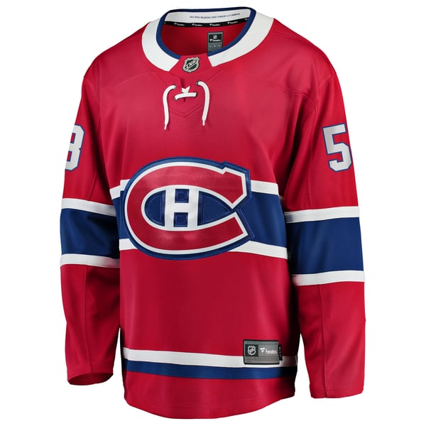 Men's Montreal Canadiens Noah Dobson Fanatics Red Home Breakaway Jersey - Image 3
