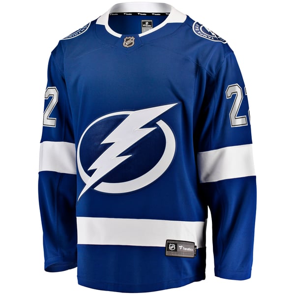 Men's Tampa Bay Lightning Oliver Bjorkstrand Fanatics Blue Home Breakaway Jersey - Image 3