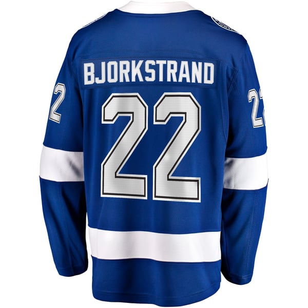Men's Tampa Bay Lightning Oliver Bjorkstrand Fanatics Blue Home Breakaway Jersey - Image 4