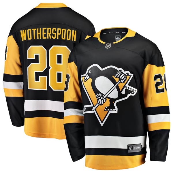 Men's Pittsburgh Penguins Parker Wotherspoon Fanatics Black Home Breakaway Jersey - Image 1