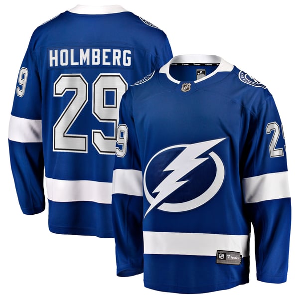 Men's Tampa Bay Lightning Pontus Holmberg Fanatics Blue Home Breakaway Jersey - Image 2
