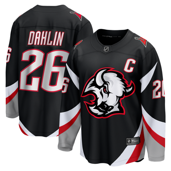 Men's Buffalo Sabres Rasmus Dahlin Fanatics Black Alternate Captain Patch Breakaway Jersey - Image 1