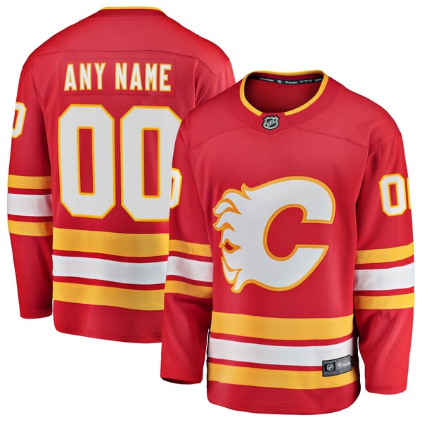 Men's Calgary Flames Fanatics Red Home Breakaway Custom Jersey - Image 2