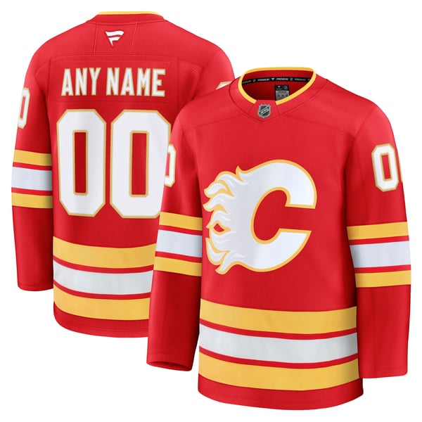 Men's Calgary Flames Fanatics Red Home Premium Custom Jersey - Image 2