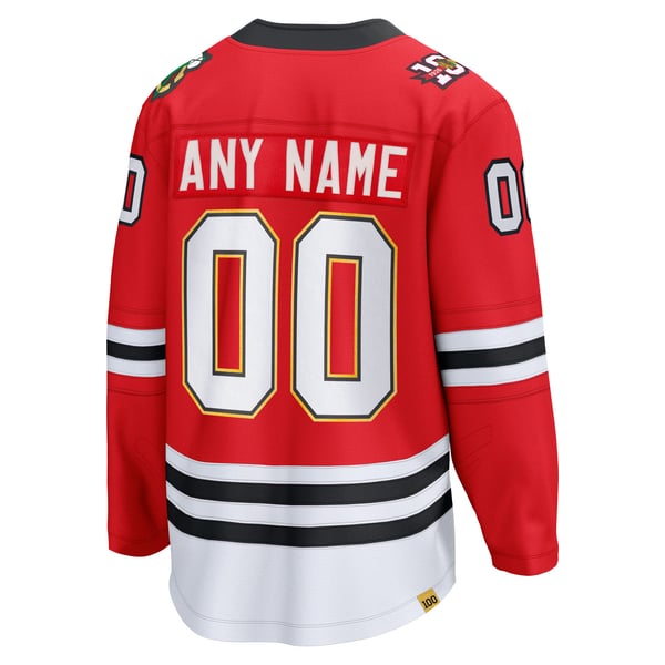 Men's Chicago Blackhawks Fanatics Red Centennial Breakaway Custom Jersey - Image 4