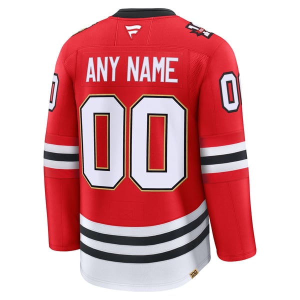 Men's Chicago Blackhawks Fanatics Red Centennial Premium Custom Jersey - Image 4