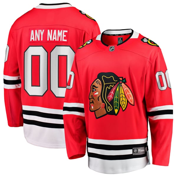 Men's Chicago Blackhawks Fanatics Red Home Breakaway Custom Jersey - Image 1