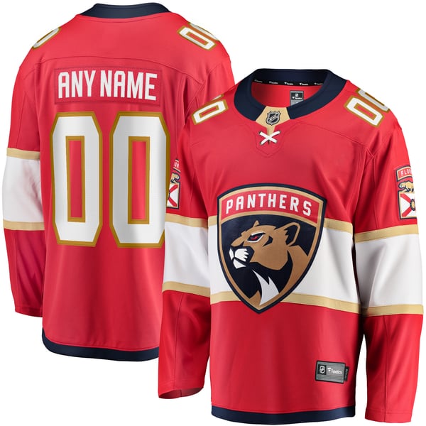 Men's Florida Panthers Fanatics Red Home Breakaway Custom Jersey - Image 2