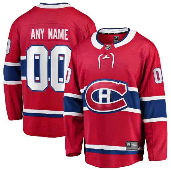 Men's Montreal Canadiens Fanatics Red Home Breakaway Custom Jersey - Image 2
