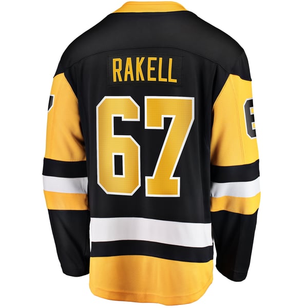 Men's Pittsburgh Penguins Rickard Rakell Fanatics Black Home Breakaway Player Jersey - Image 4