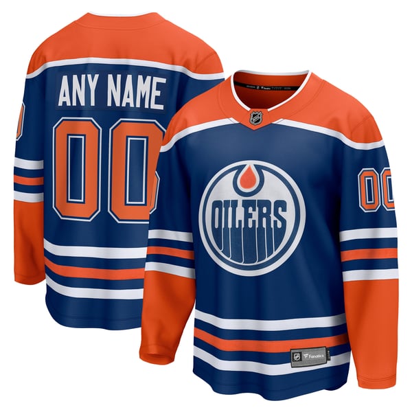 Men's Edmonton Oilers Fanatics Royal Home Breakaway Custom Jersey - Image 2