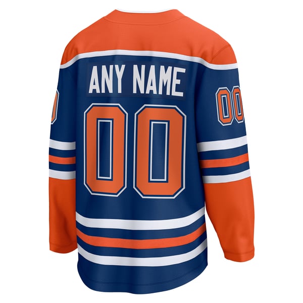 Men's Edmonton Oilers Fanatics Royal Home Breakaway Custom Jersey - Image 4
