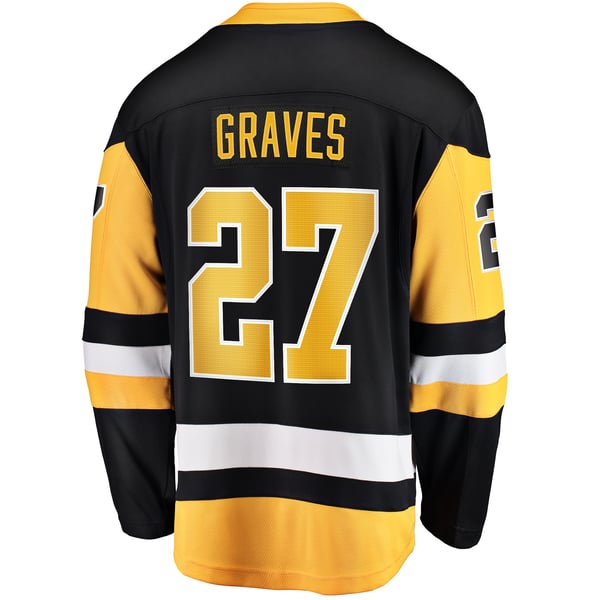 Men's Pittsburgh Penguins Ryan Graves Fanatics Black Home Breakaway Jersey - Image 4