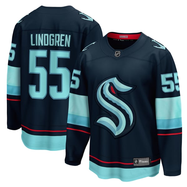 Men's Seattle Kraken Ryan Lindgren Fanatics Deep Sea Blue Home Breakaway Jersey - Image 2