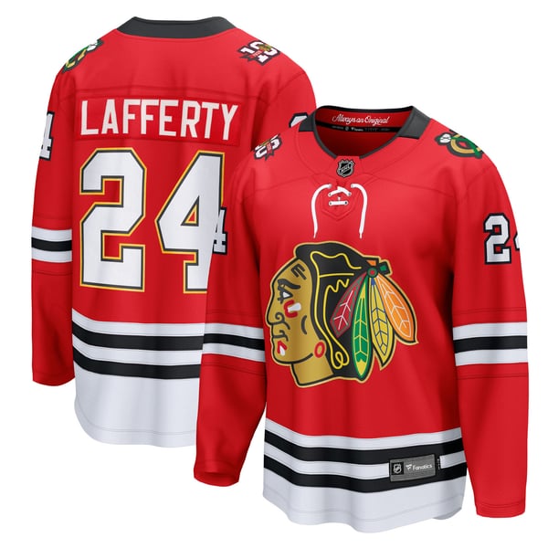 Men's Chicago Blackhawks Sam Lafferty Fanatics Red Centennial Breakaway Player Jersey - Image 2