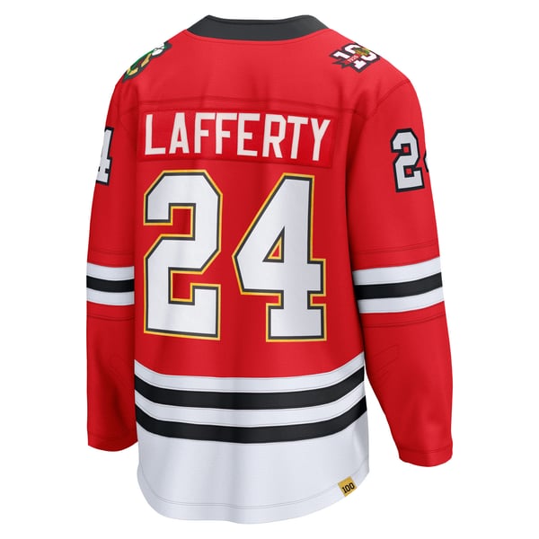 Men's Chicago Blackhawks Sam Lafferty Fanatics Red Centennial Breakaway Player Jersey - Image 4