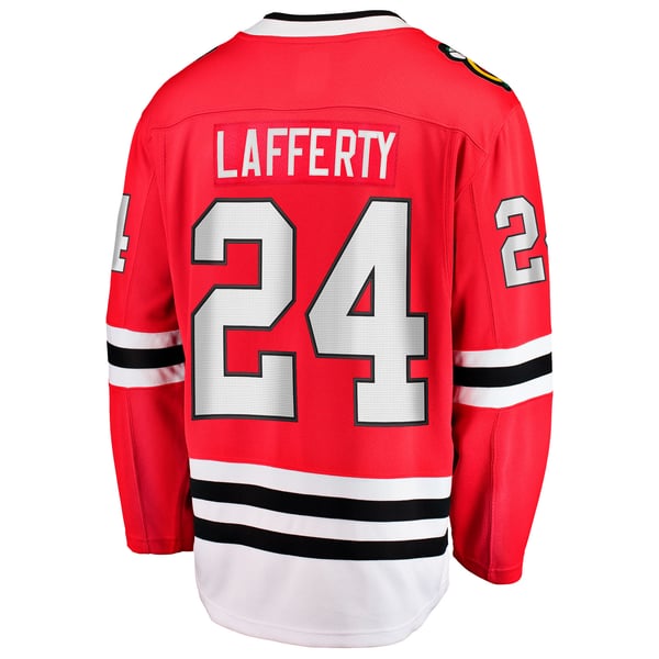 Men's Chicago Blackhawks Sam Lafferty Fanatics Red Home Breakaway Jersey - Image 4