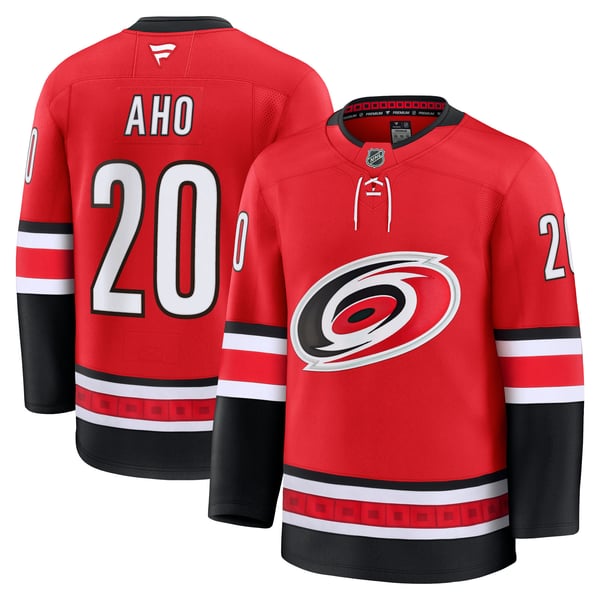 Men's Carolina Hurricanes Sebastian Aho Fanatics Red Alternate Premium Jersey - Image 2