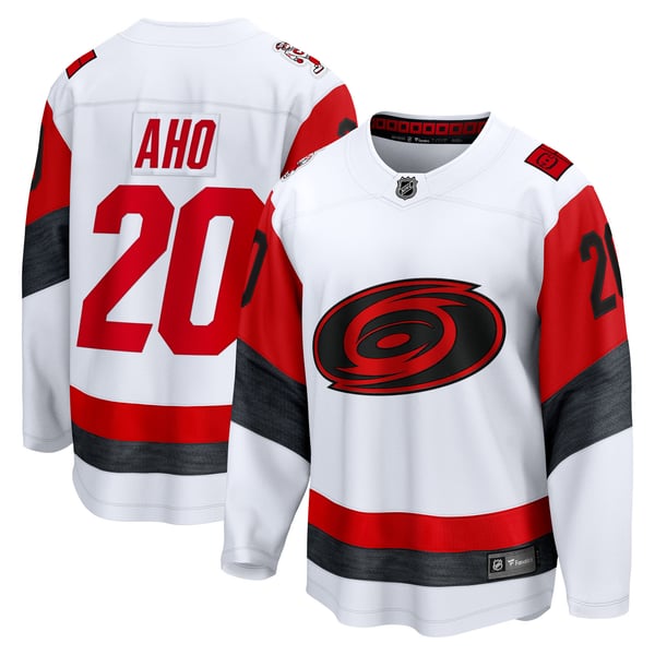 Men's Carolina Hurricanes Sebastian Aho Fanatics White Away Breakaway Jersey - Image 1