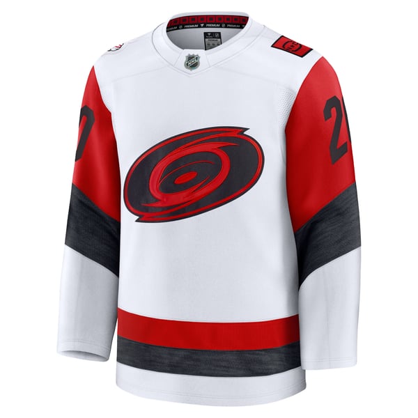Men's Carolina Hurricanes Sebastian Aho Fanatics White Away Premium Jersey - Image 3