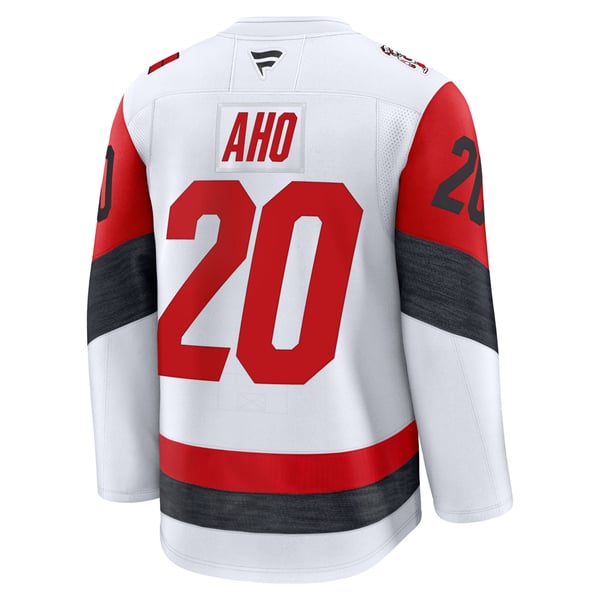 Men's Carolina Hurricanes Sebastian Aho Fanatics White Away Premium Jersey - Image 4