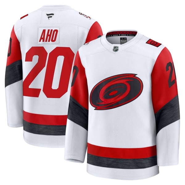 Men's Carolina Hurricanes Sebastian Aho Fanatics White Away Premium Jersey - Image 1