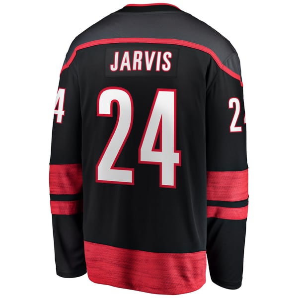 Men's Carolina Hurricanes Seth Jarvis Fanatics Black Home Breakaway Jersey - Image 4