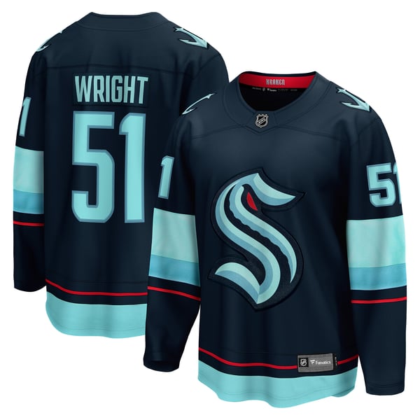 Men's Seattle Kraken Shane Wright Fanatics Deep Sea Blue Home Breakaway Player Jersey - Image 1