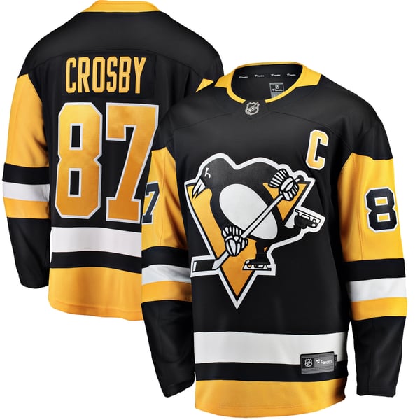 Men's Pittsburgh Penguins Sidney Crosby Fanatics Black Captain Patch Home Breakaway Jersey - Image 2