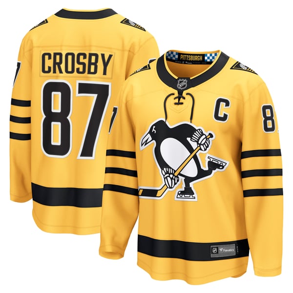 Men's Pittsburgh Penguins Sidney Crosby Fanatics Gold Alternate Breakaway Player Jersey - Image 1